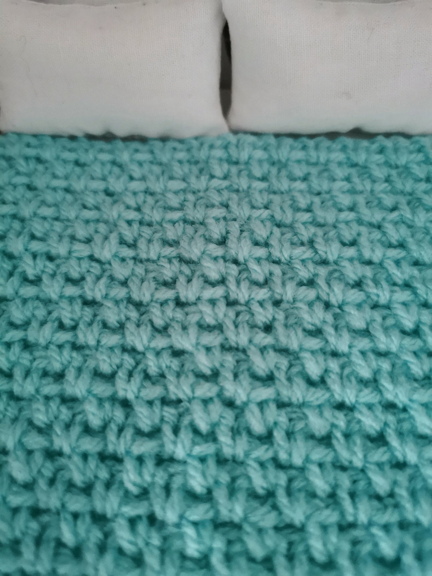 Aqua Blanket | 1:12th Scale | Hand Crocheted - ZJ Miniatures 