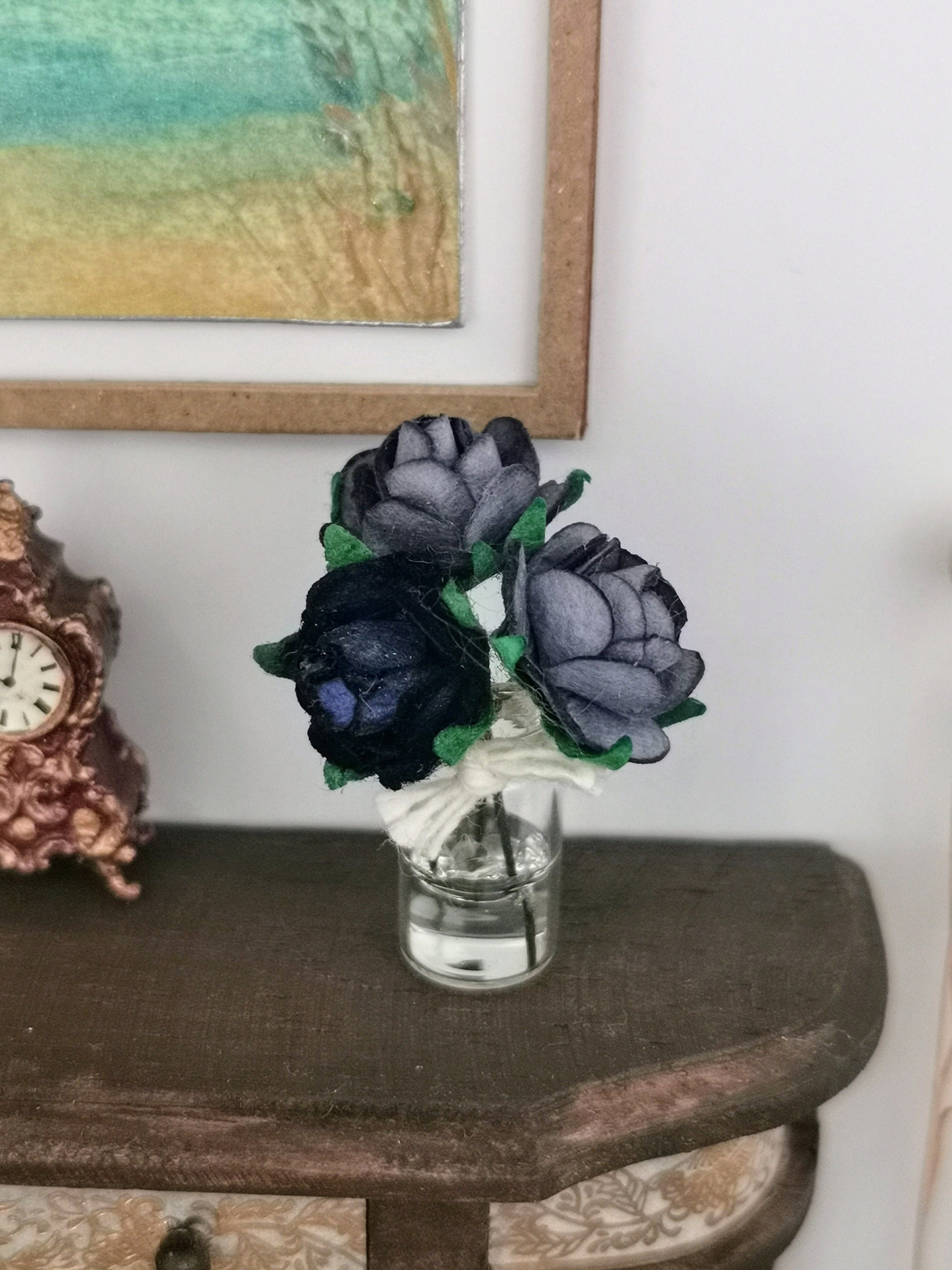 Grey-Blue Mix Flower Jar | 1:12th Scale | Handmade - ZJ Miniatures 