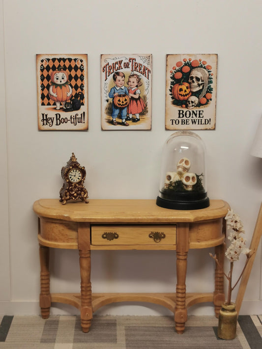 Dolls House Vintage Halloween Wall Art Prints | Set of 3 | 1:12th Scale | Handmade | HW4