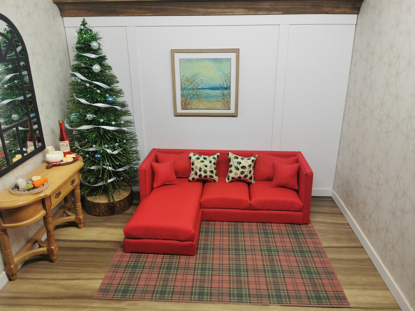 Cream Ivy Christmas Cushions | Set of 2 | 1:12th Scale | Handmade