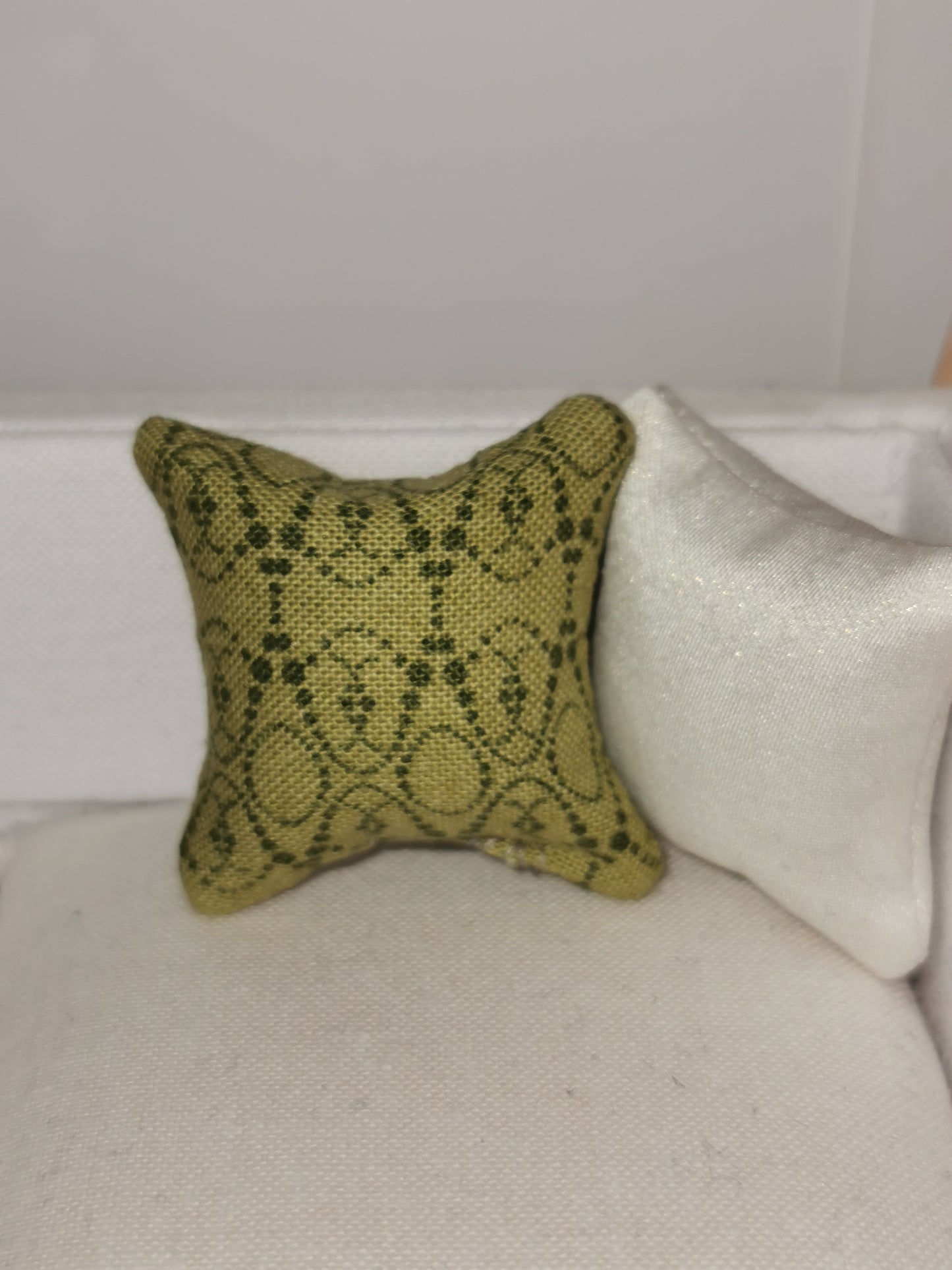 Green Geo Print Cushion | 1:12th Scale | Handmade