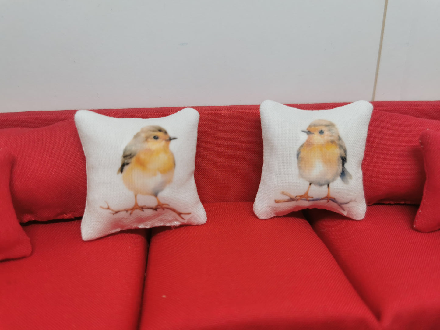 Robin Christmas Cushions | Set of 2 | 1:12th Scale | Handmade