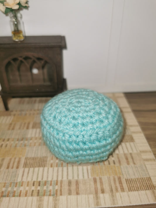 Mint Crochet Footstool/Ottoman | 1:12th Scale | Handmade