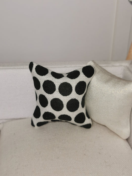 White/Black Circle Print Cushion | 1:12th Scale | Handmade