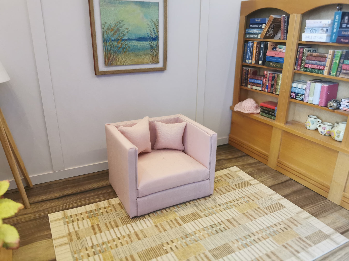 Chair & Ottoman | 1:12th Scale | Made To Order | Cushions/Pillows included | Handmade