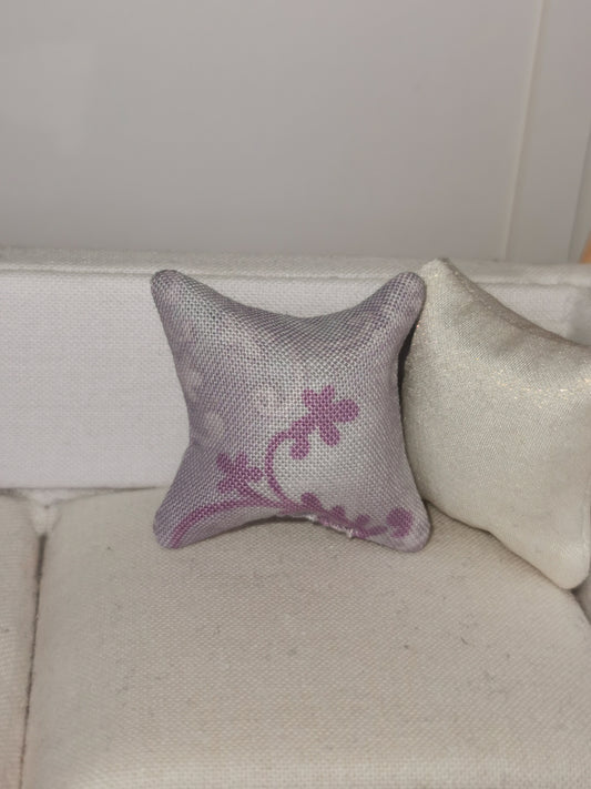 Lilac Marble Vine Print Cushion | 1:12th Scale | Handmade