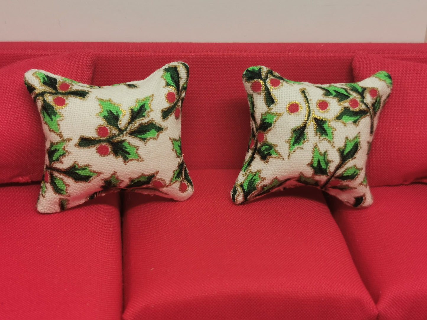 Ivy Christmas Cushions | Set of 2 | 1:12th Scale | Handmade