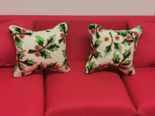 Ivy Christmas Cushions | Set of 2 | 1:12th Scale | Handmade