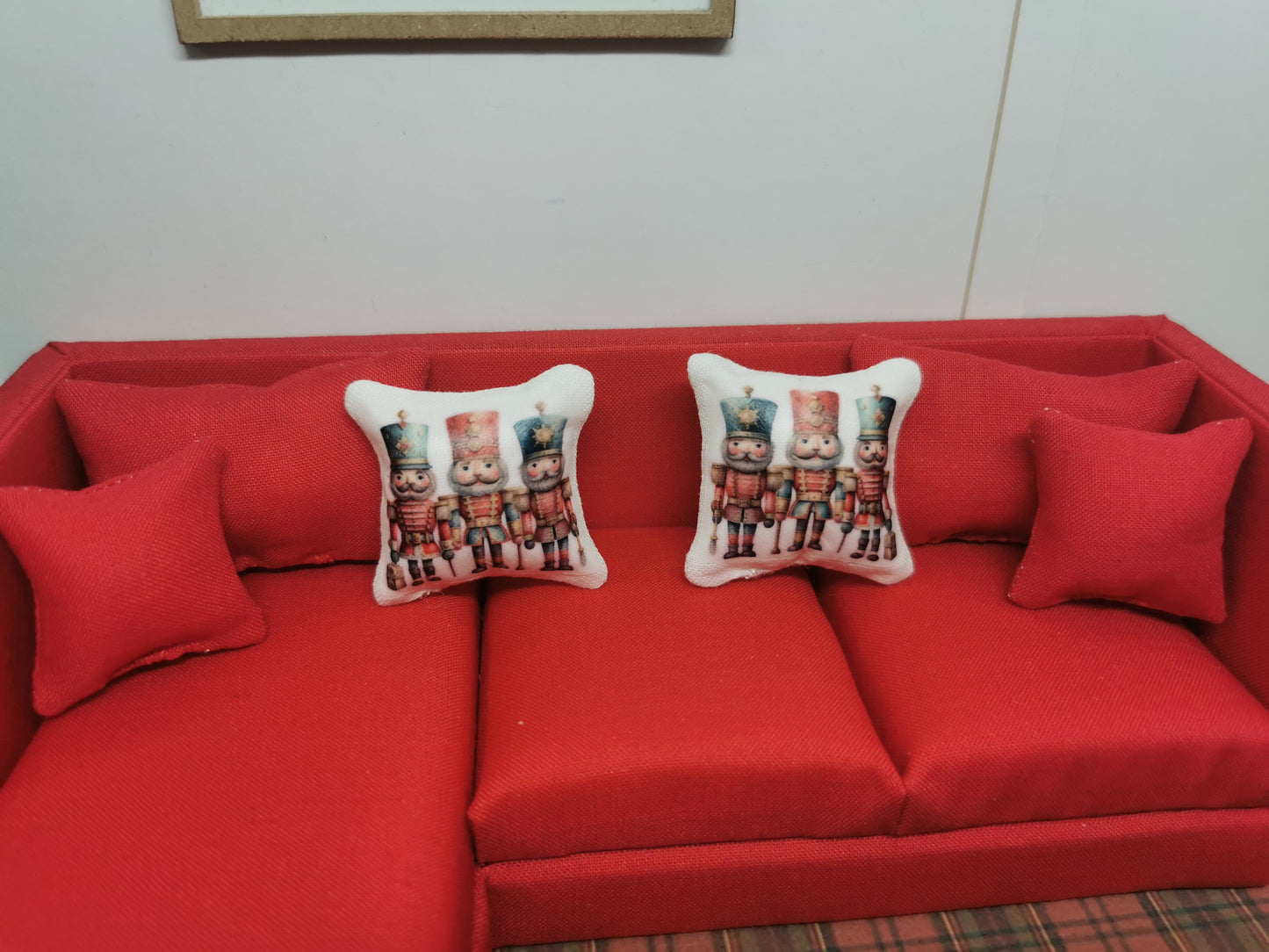 Nutcracker Christmas Cushions | Set of 2 | 1:12th Scale | Handmade