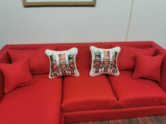 Nutcracker Christmas Cushions | Set of 2 | 1:12th Scale | Handmade