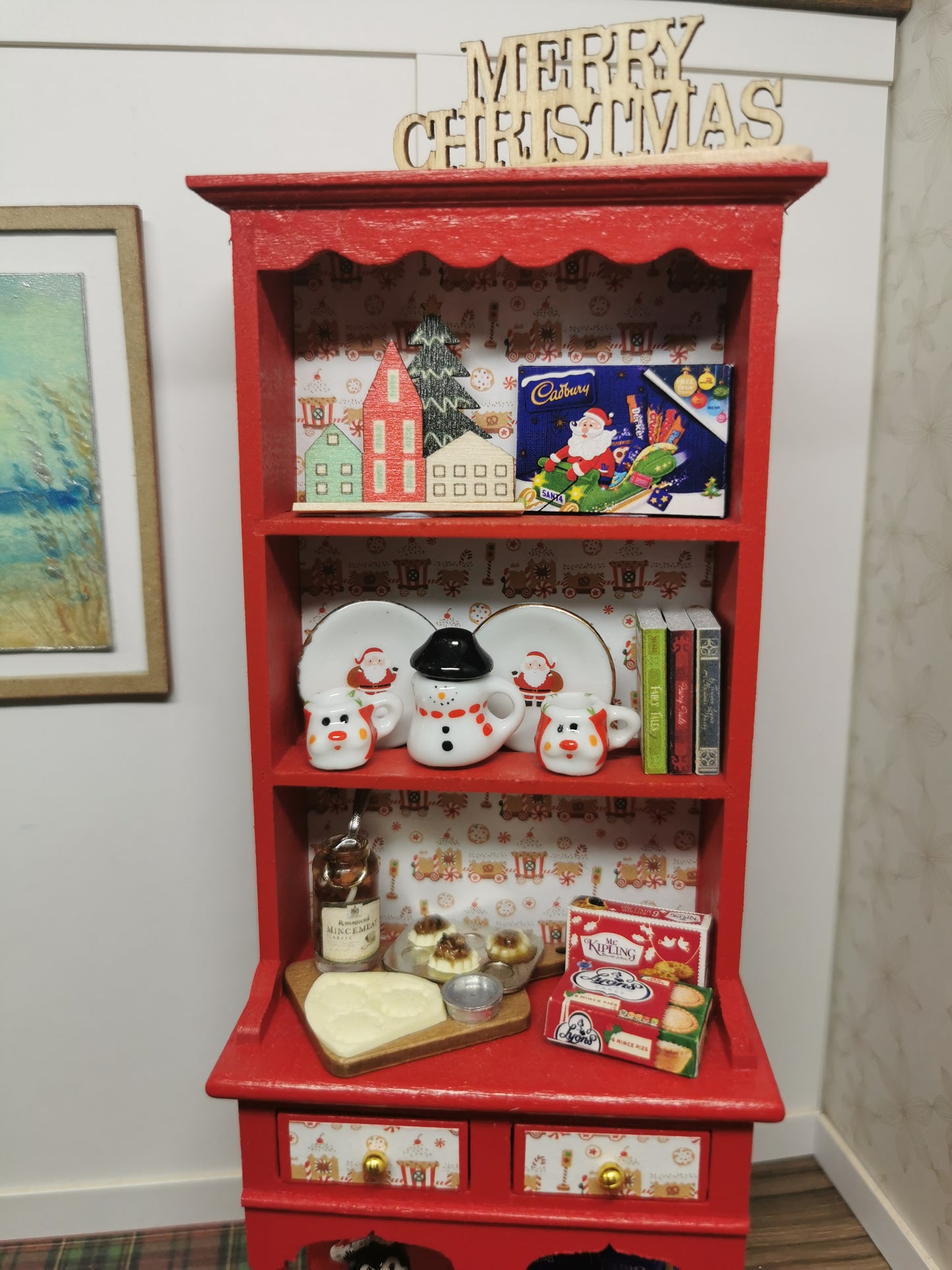 Red Christmas Dresser | 1:12th Scale | Handmade