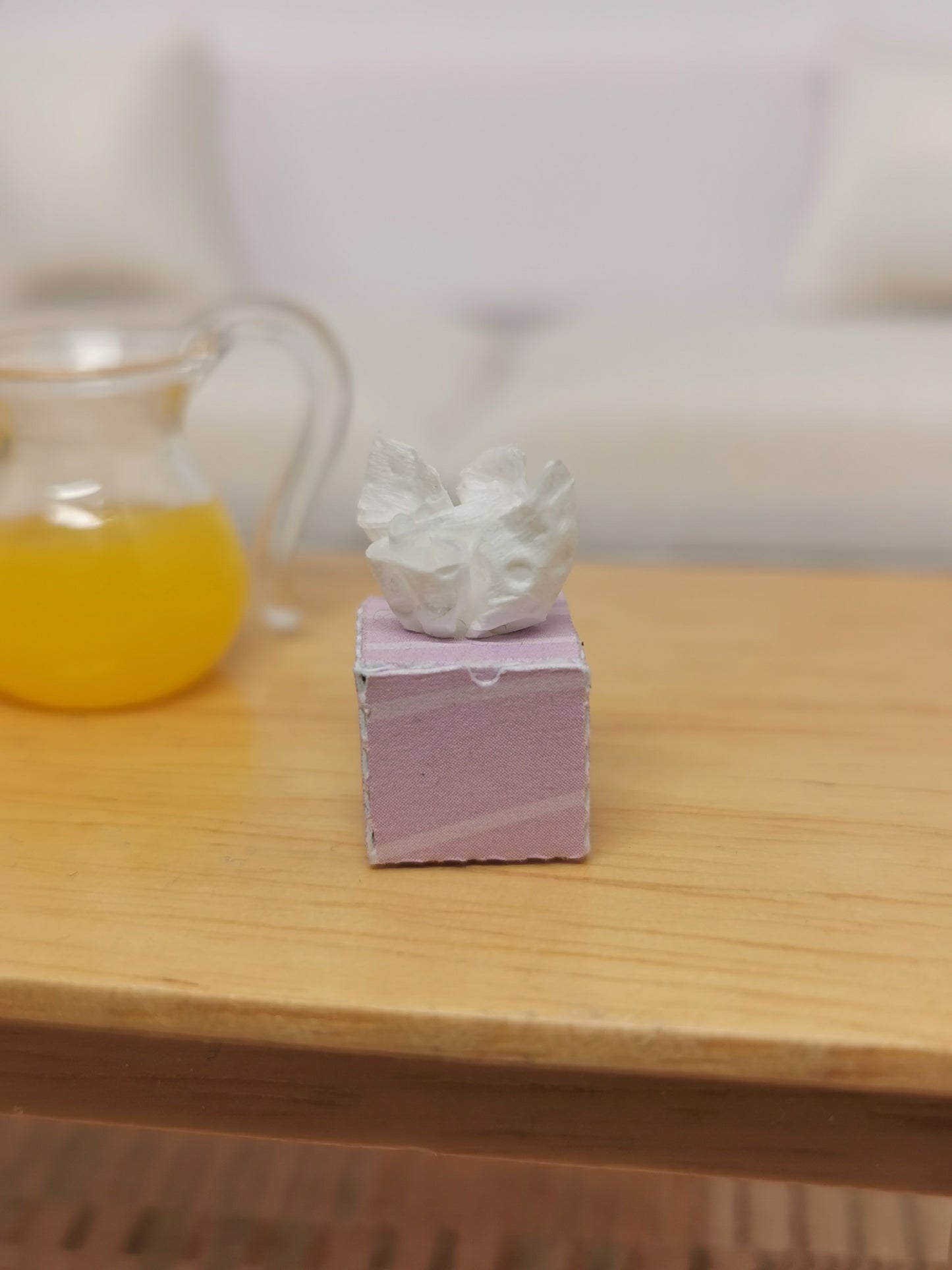 Lilac Wave & White Floral Tissue Boxes | Set of 2 | 1:12th Scale | Handmade