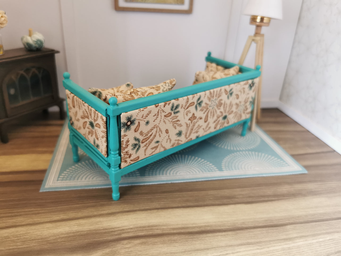 Sofa in Turquoise & Beige | 1:12th Scale
