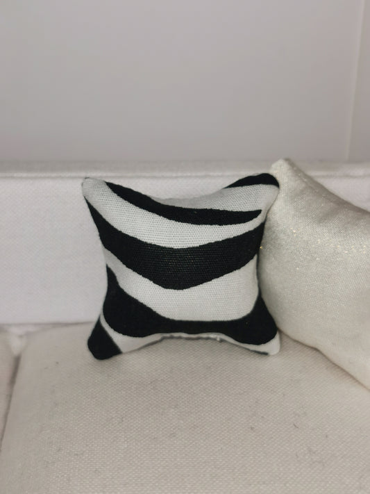 Black/White Zebra Print Cushion | 1:12th Scale | Handmade