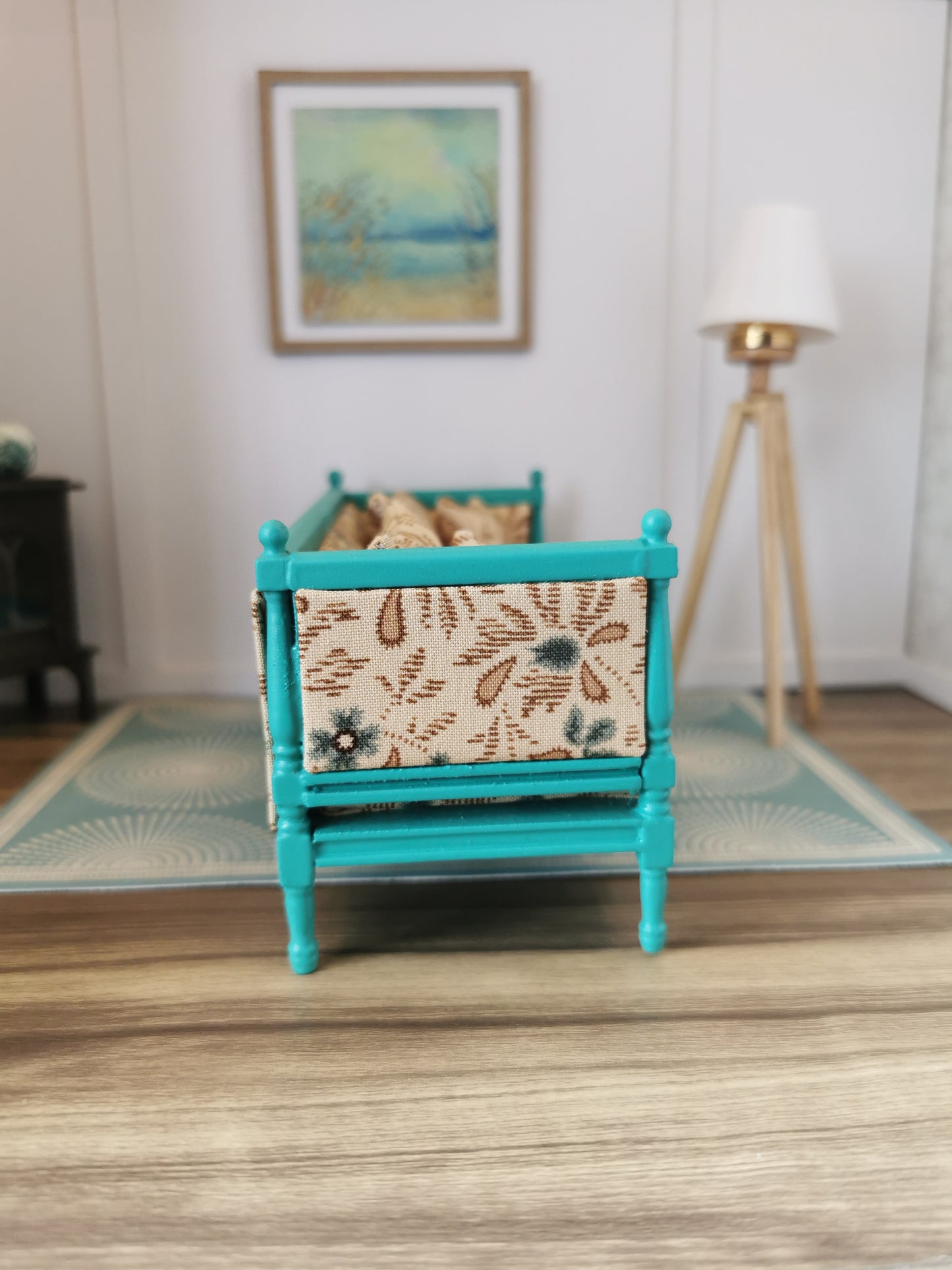 Sofa in Turquoise & Beige | 1:12th Scale