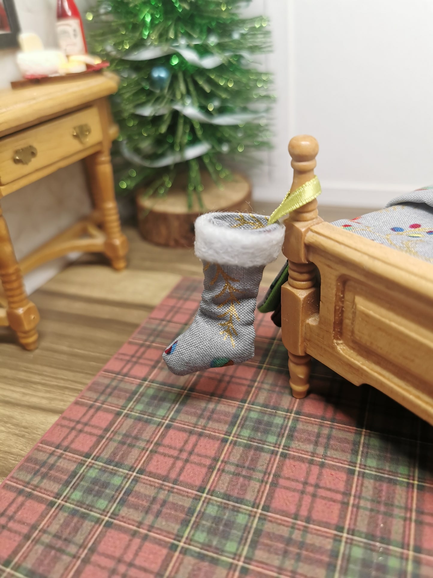 Grey Bauble Christmas Stocking | 1:12th Scale | Handmade