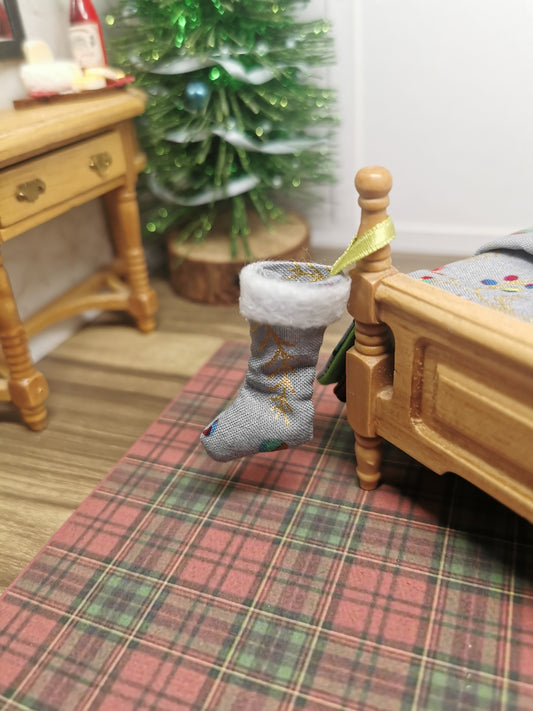 Grey Bauble Christmas Stocking | 1:12th Scale | Handmade