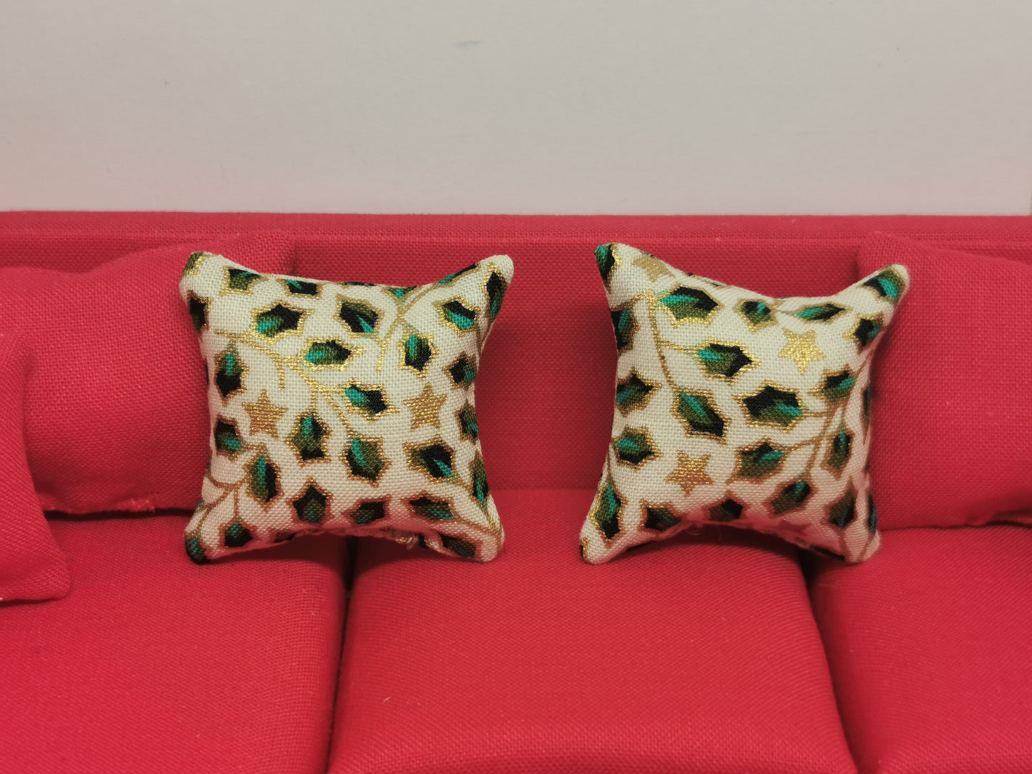 Cream Ivy Christmas Cushions | Set of 2 | 1:12th Scale | Handmade