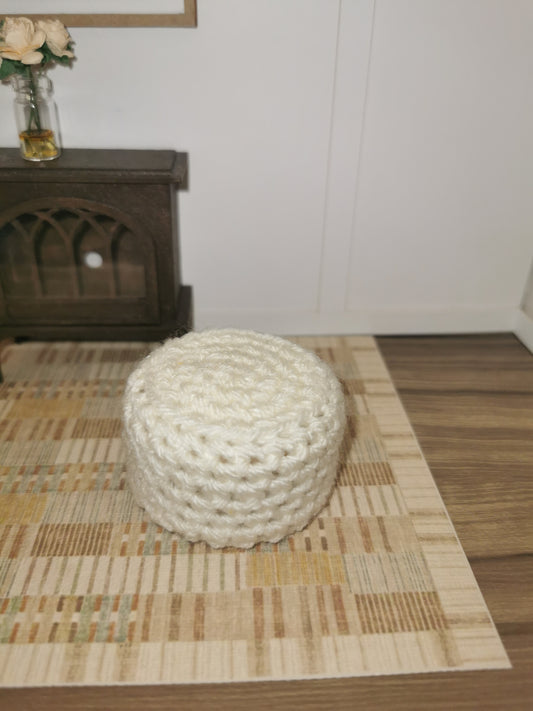 Cream Crochet Footstool/Ottoman | 1:12th Scale | Handmade