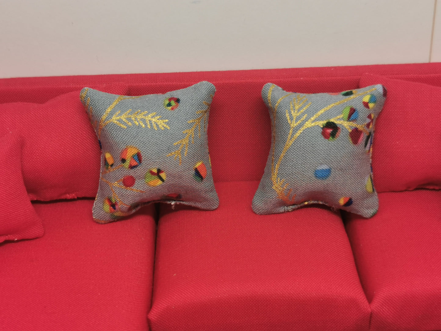 Grey Bauble Christmas Cushions | Set of 2 | 1:12th Scale | Handmade