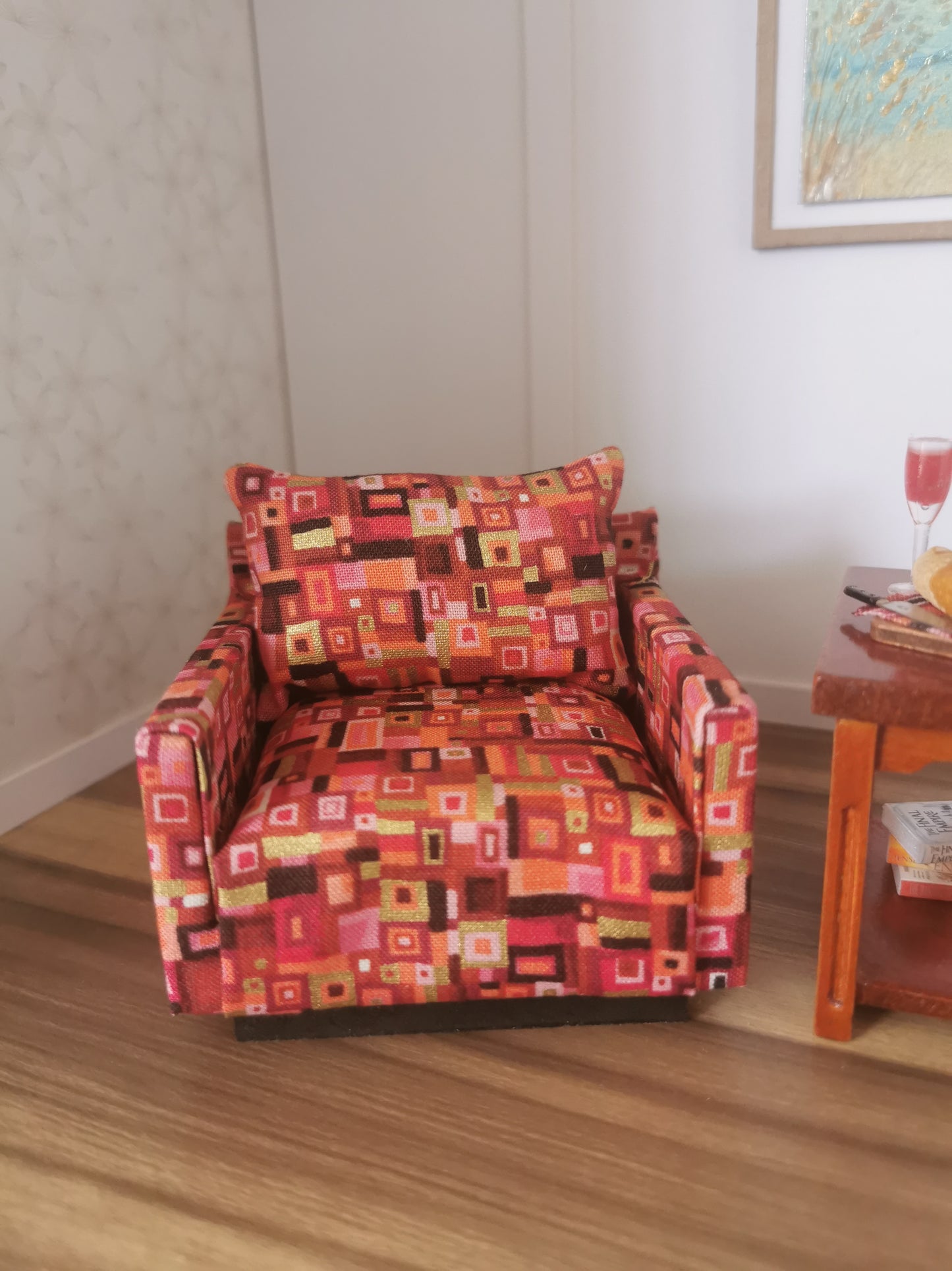 Retro Print Chairs & Side Table | 1:12th Scale