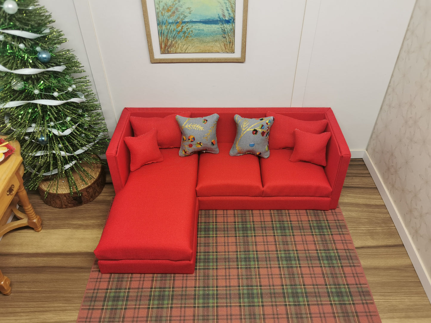 Grey Bauble Christmas Cushions | Set of 2 | 1:12th Scale | Handmade