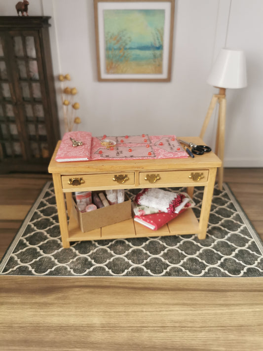 Dressmakers Table Pink Paisley | 1:12th Scale | Handmade