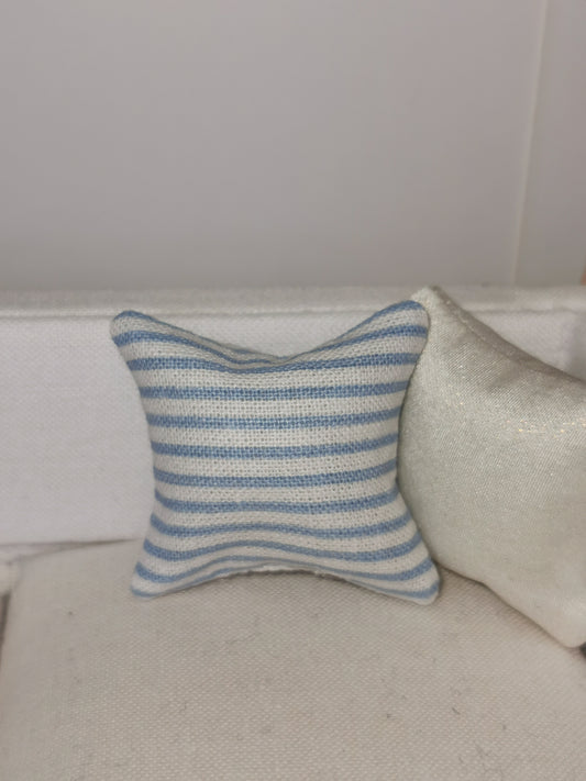 Blue/White Stripe Print Cushion | 1:12th Scale | Handmade