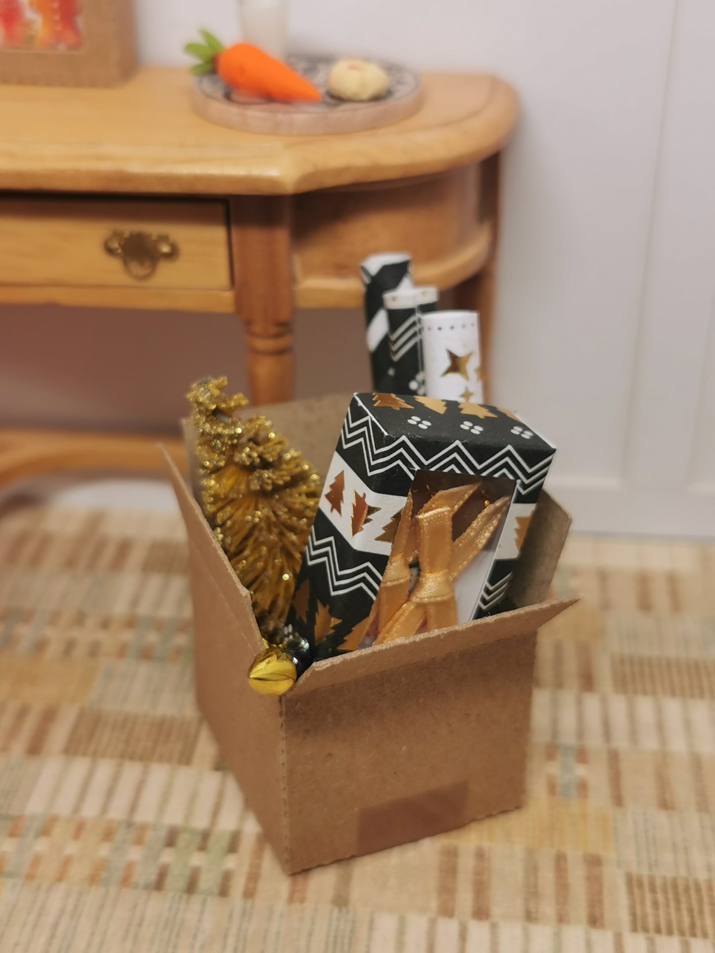 Christmas Accessories in Black & Gold | 1:12th Scale | Handmade