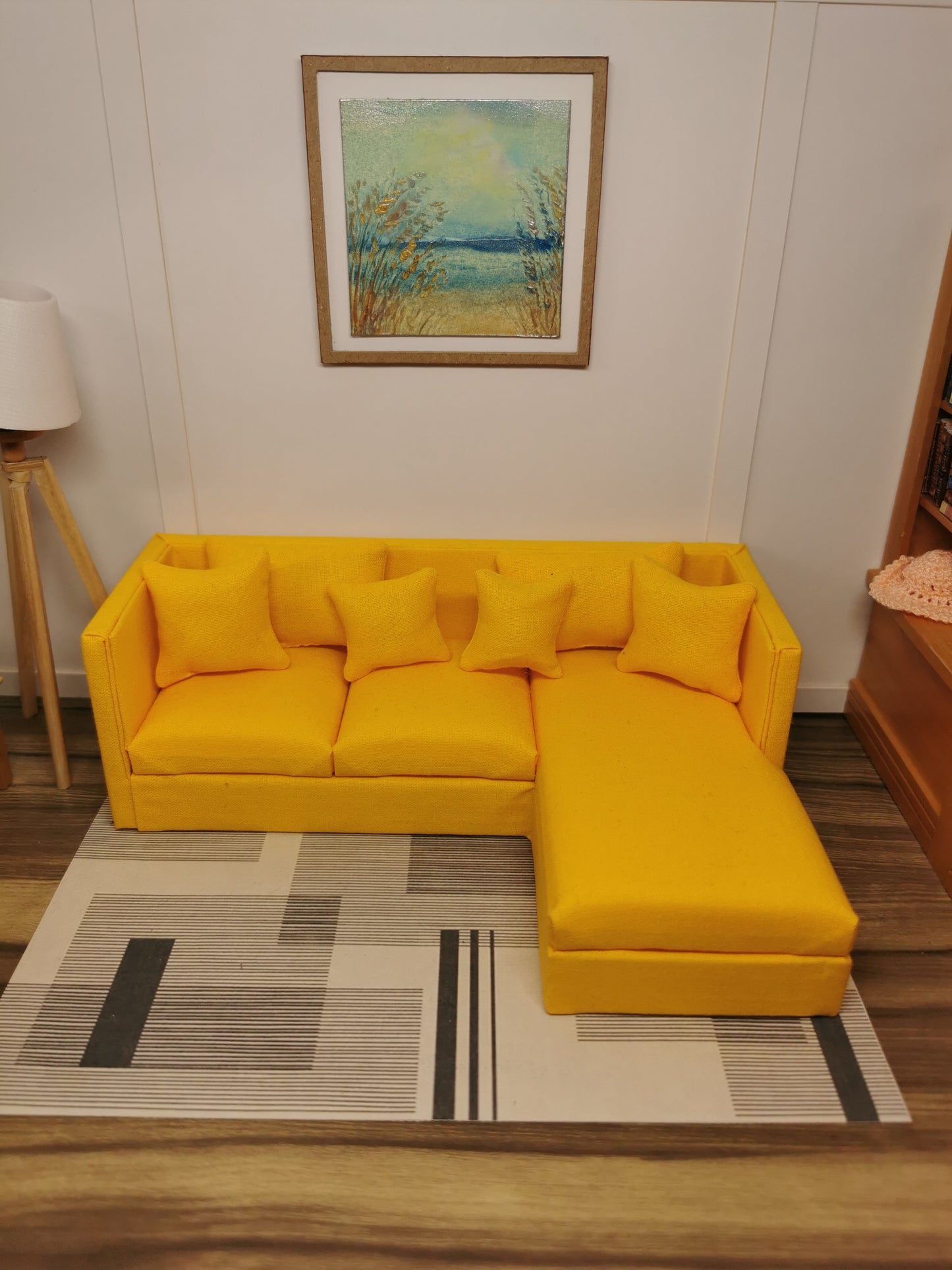 3 Seater Corner Sofa | 1:12th Scale | Made To Order | Cushions/Pillows included | Handmade