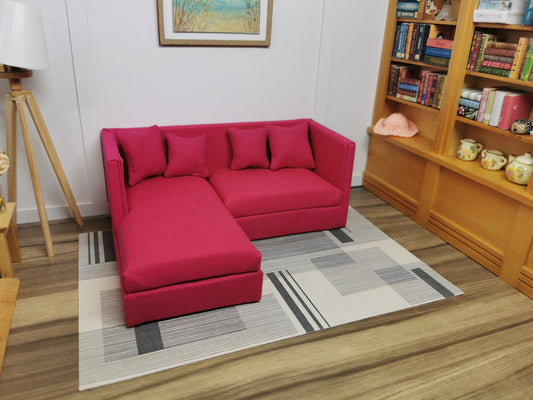 2 Seater Corner Sofa | 1:12th Scale | Made To Order | Cushions/Pillows included | Handmade