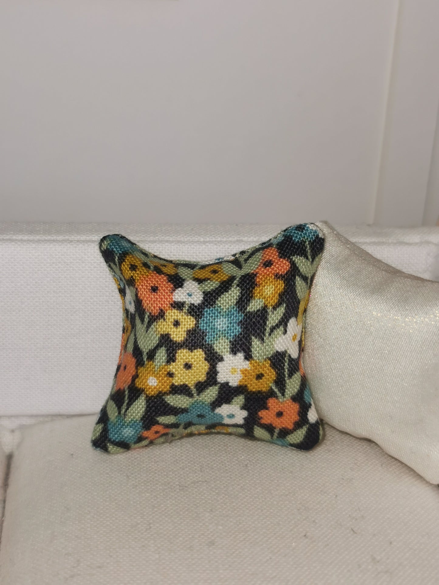 Multi Coloured Floral Print Cushion | 1:12th Scale | Handmade