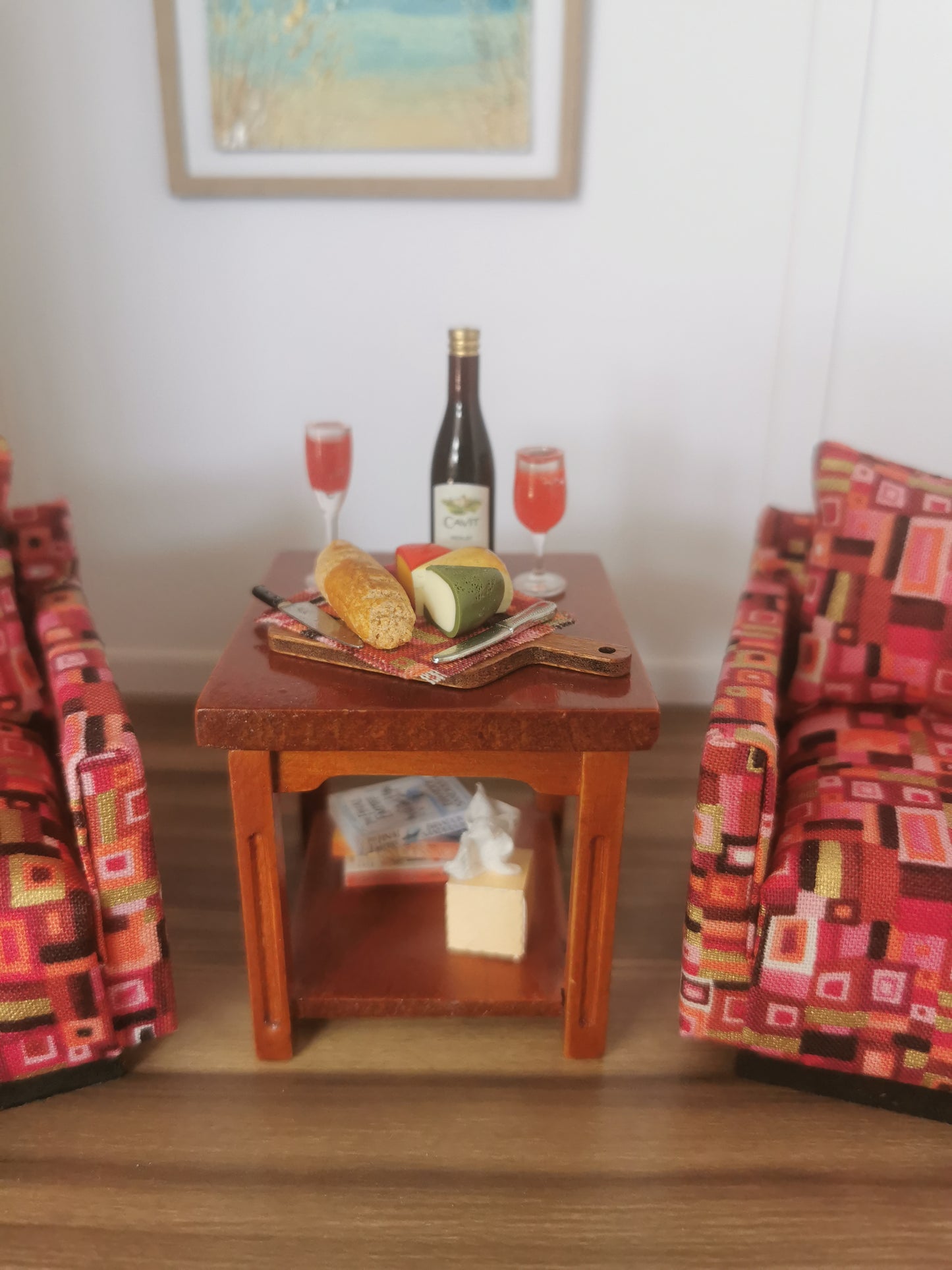 Retro Print Chairs & Side Table | 1:12th Scale