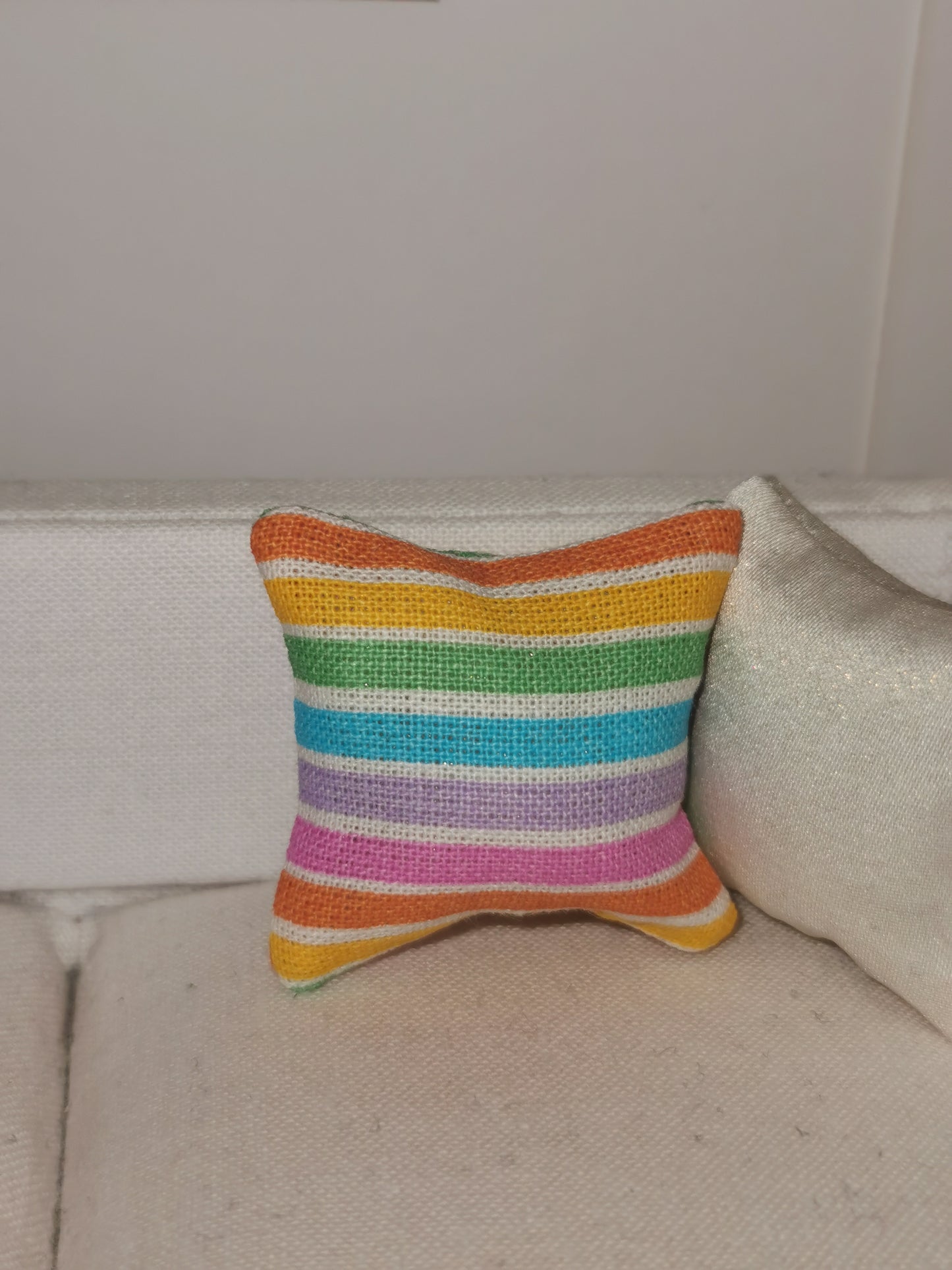 Rainbow Stripe Print Cushion | 1:12th Scale | Handmade