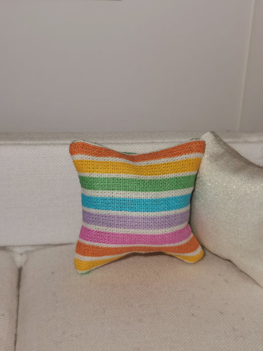 Rainbow Stripe Print Cushion | 1:12th Scale | Handmade