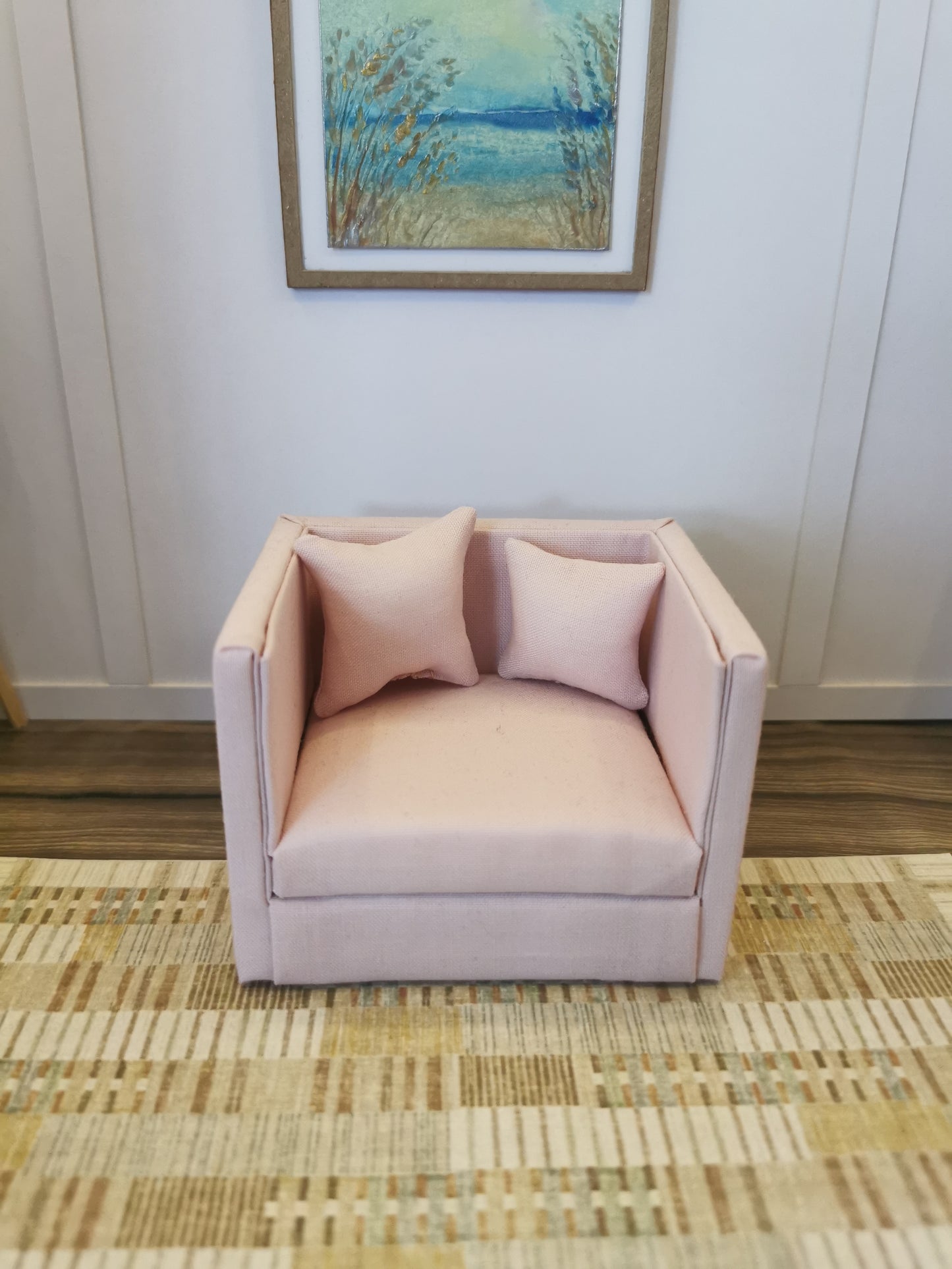 Chair & Ottoman | 1:12th Scale | Made To Order | Cushions/Pillows included | Handmade