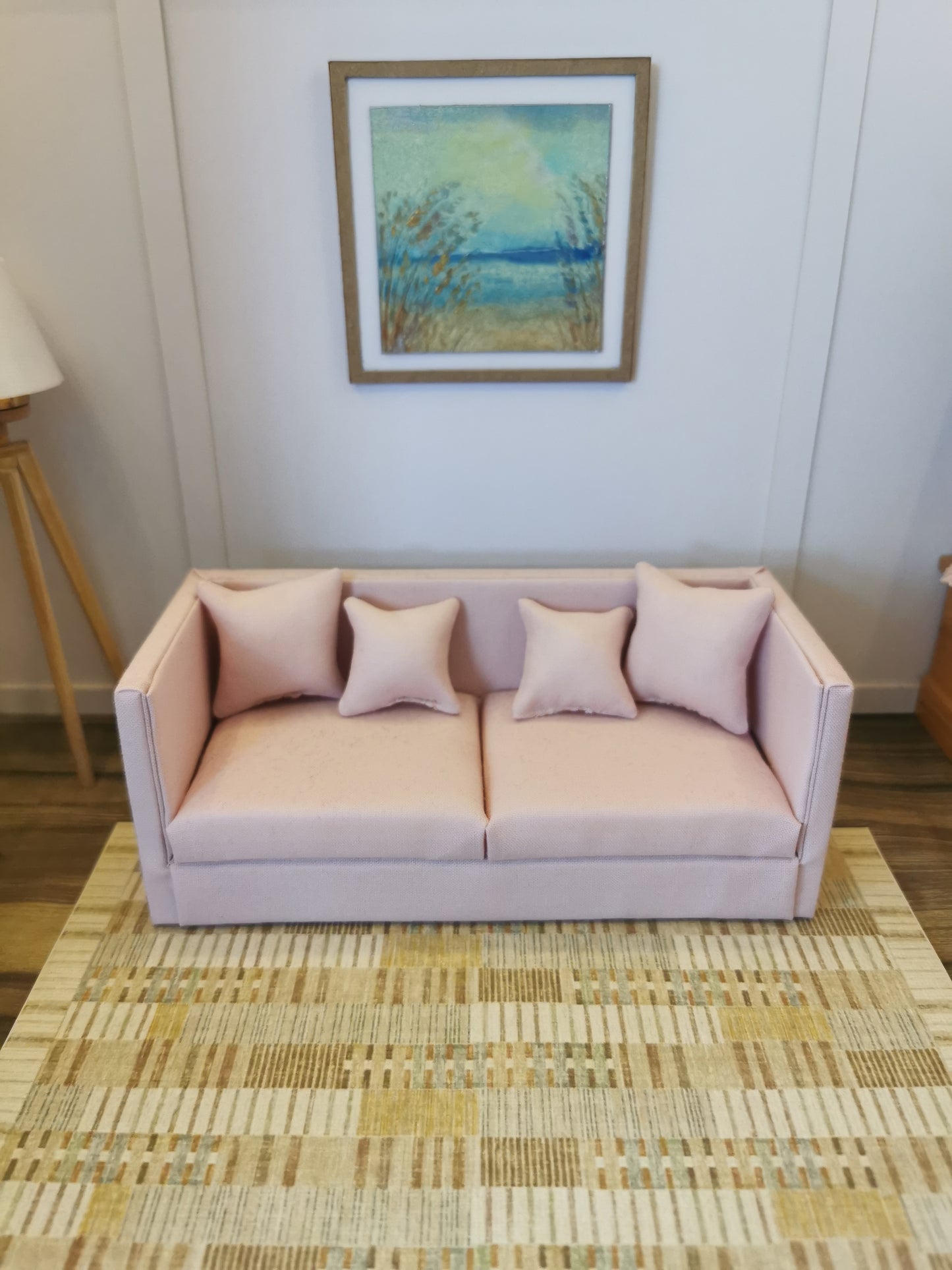 2 Seater Sofa & Ottoman | 1:12th Scale | Made To Order | Cushions/Pillows included | Handmade