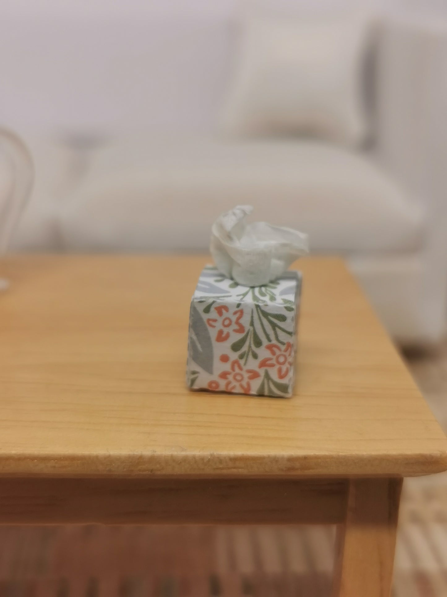 Blue Stripe & Floral Tissue Boxes | Set of 2 | 1:12th Scale | Handmade