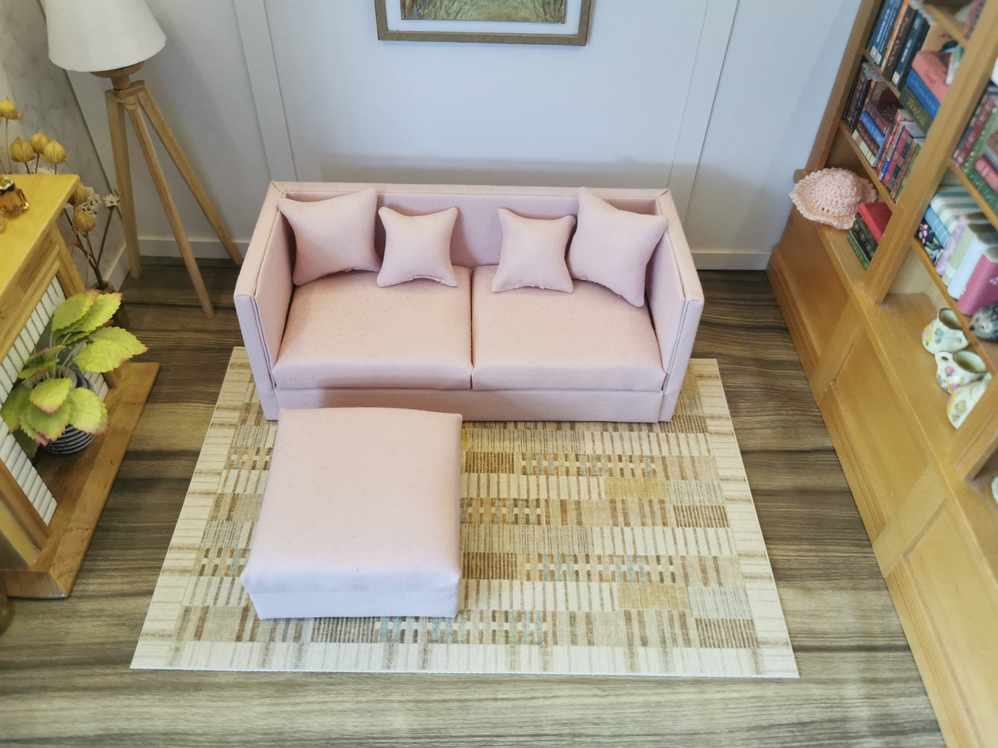 2 Seater Sofa & Ottoman | 1:12th Scale | Made To Order | Cushions/Pillows included | Handmade