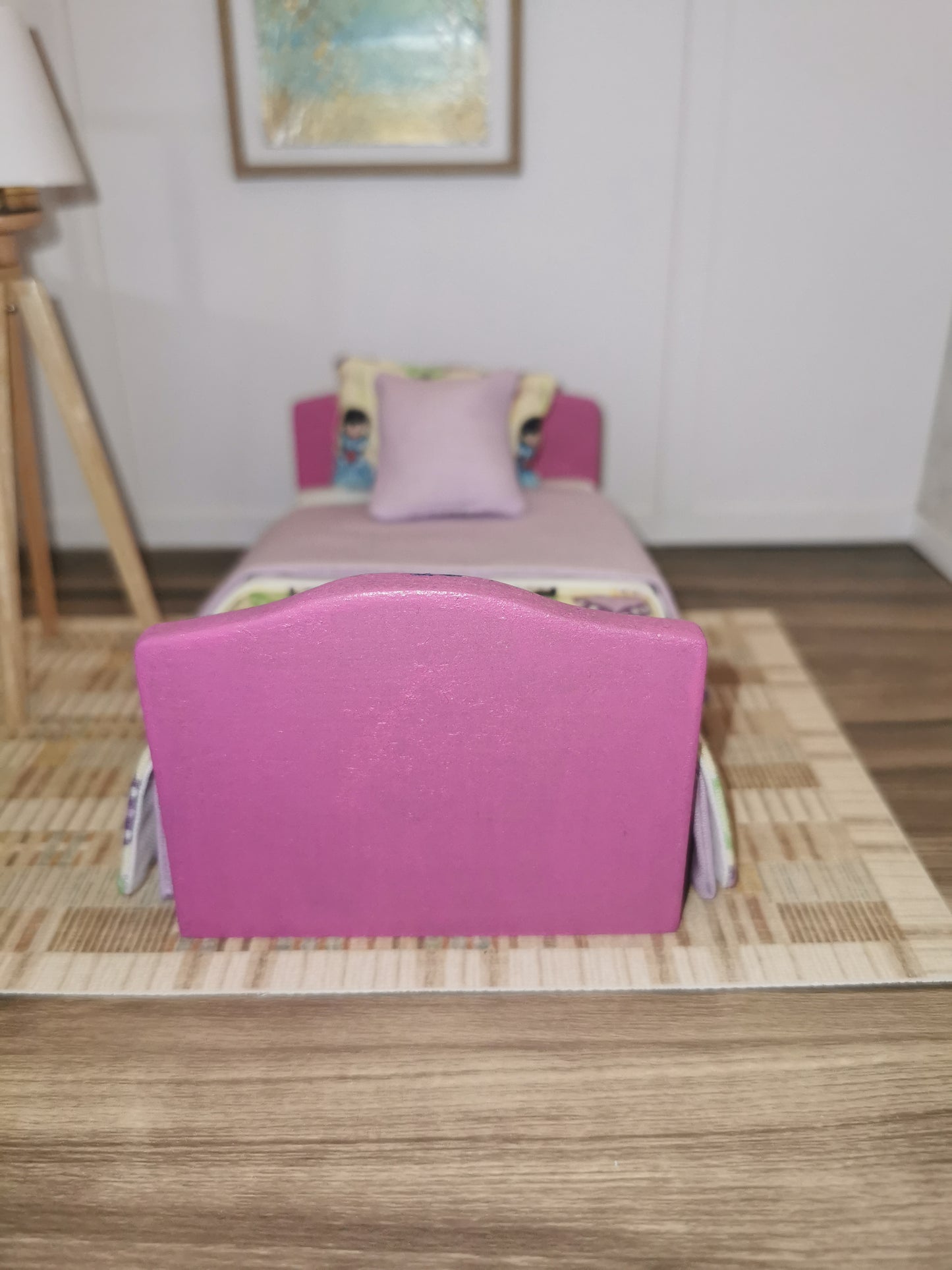 Princess Childs Bed in Pink | 1:12th Scale | Handmade