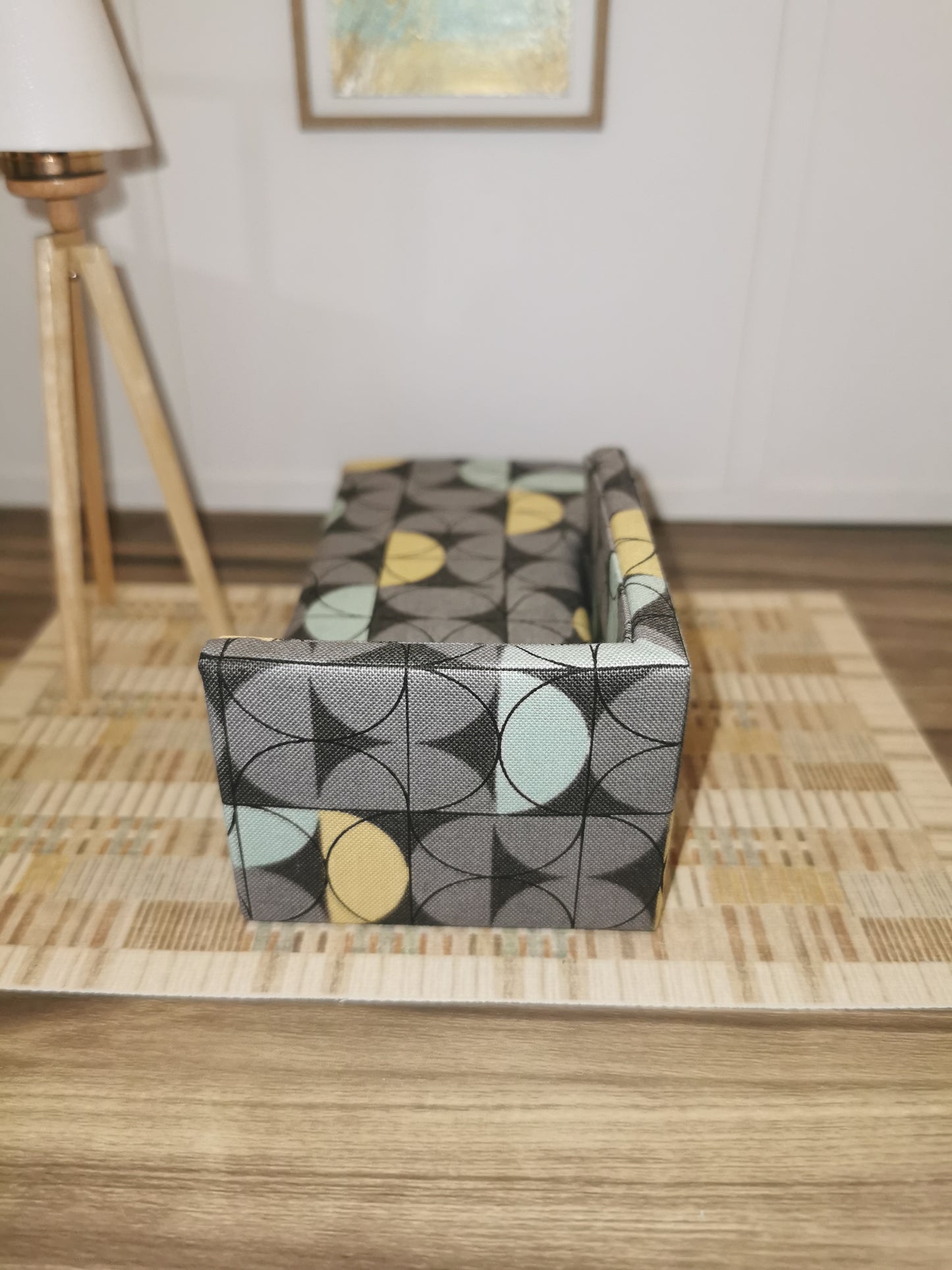 Grey Geo Print Chaise Longue | 1:12th Scale | Handmade