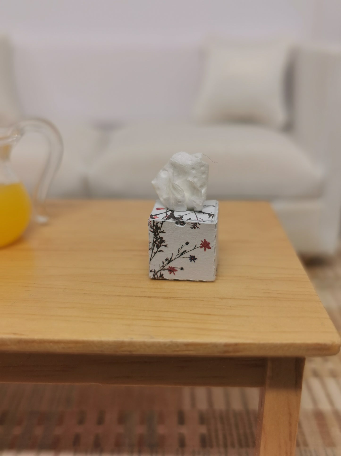 Lilac Wave & White Floral Tissue Boxes | Set of 2 | 1:12th Scale | Handmade
