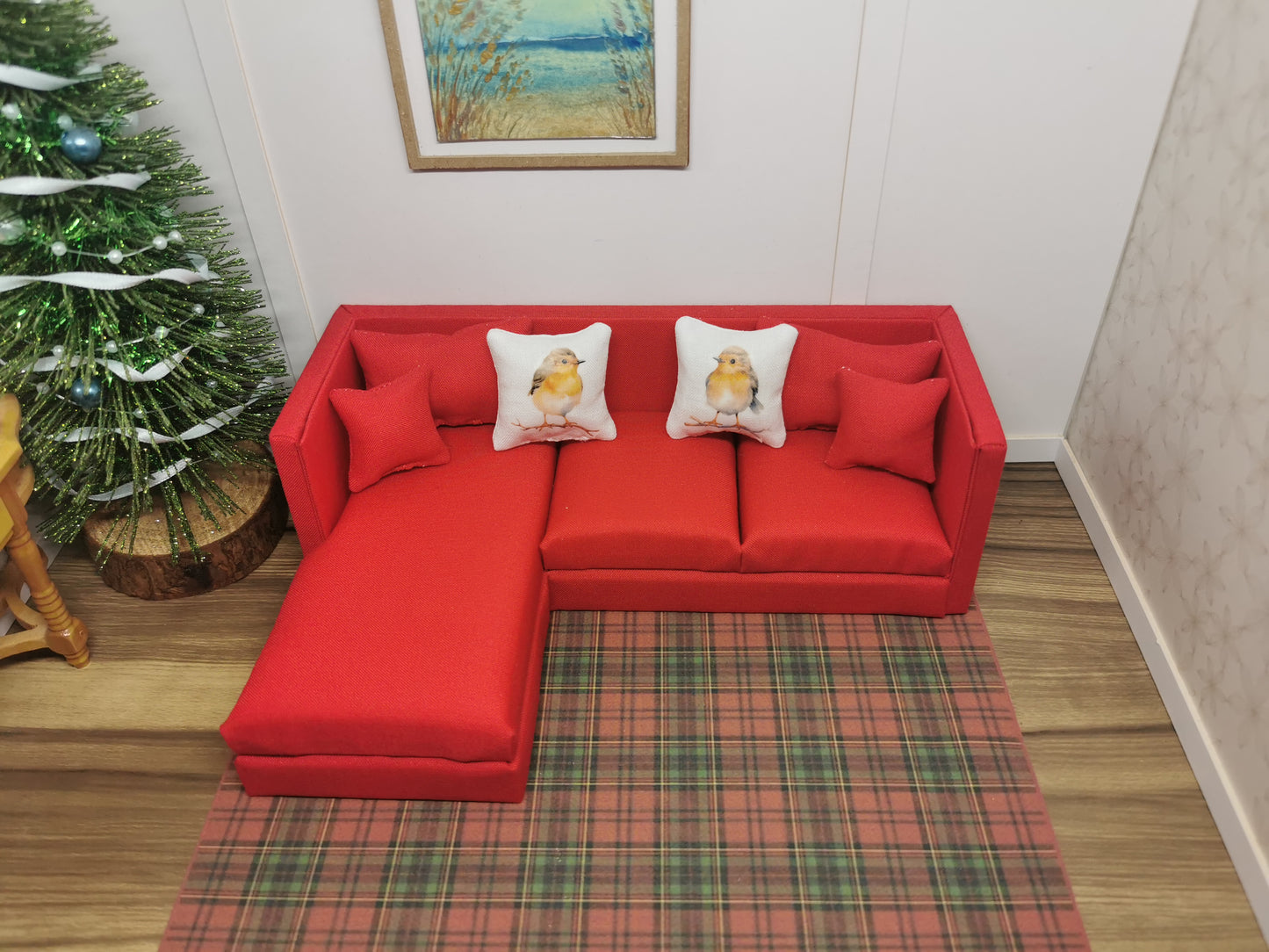Robin Christmas Cushions | Set of 2 | 1:12th Scale | Handmade