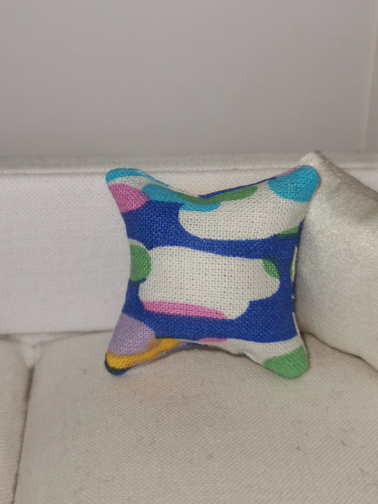 Bright Multi Coloured Retro Print Cushion | 1:12th Scale | Handmade