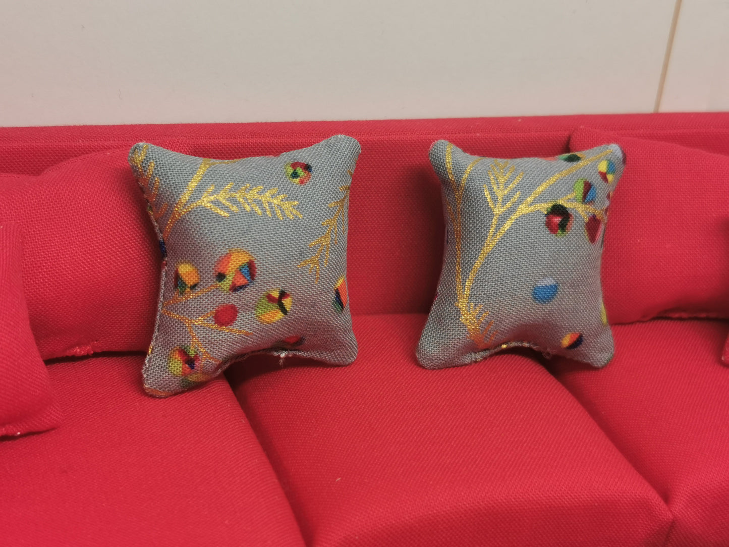 Grey Bauble Christmas Cushions | Set of 2 | 1:12th Scale | Handmade