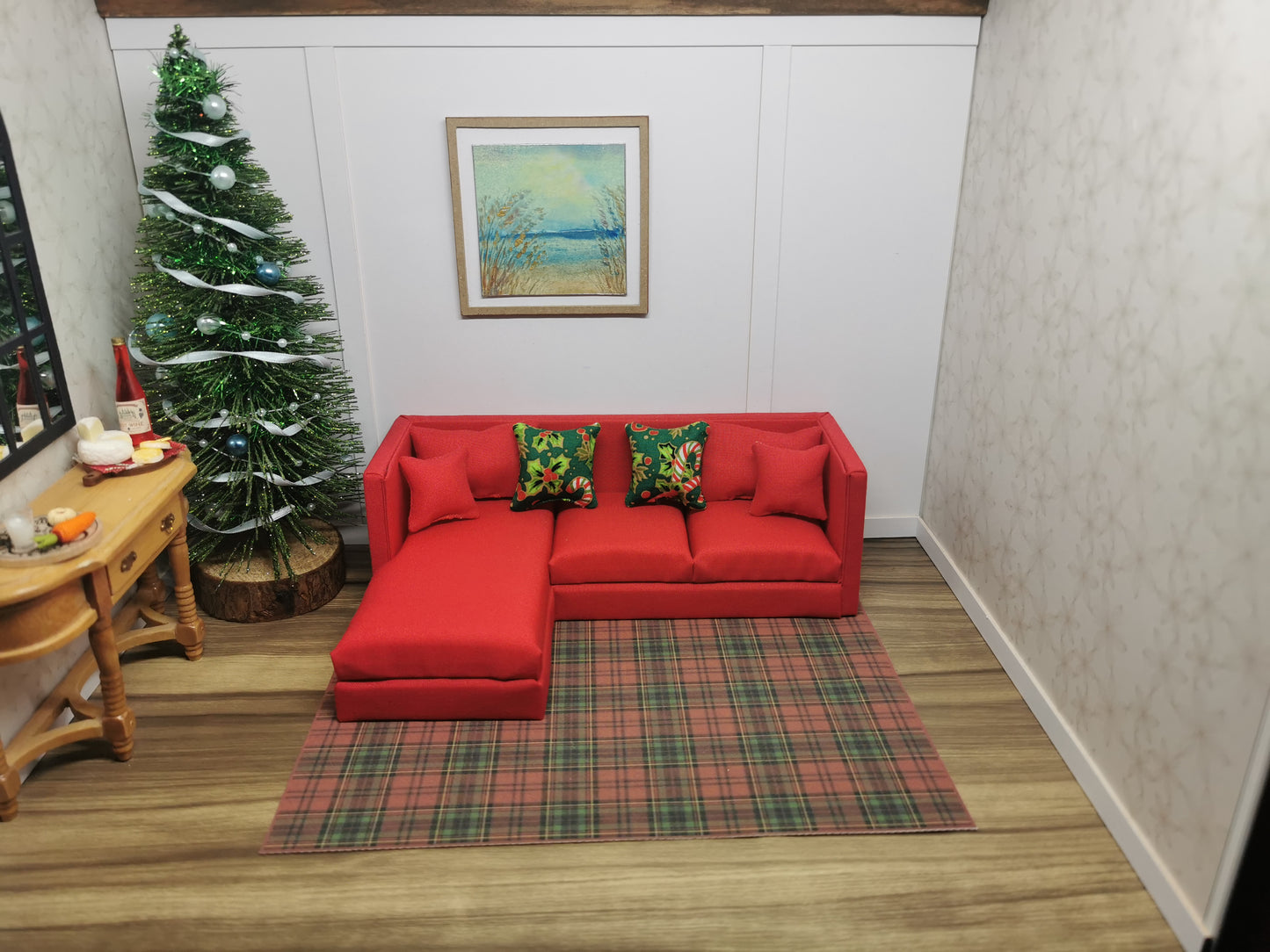 Green Candy Cane Christmas Cushions | Set of 2 | 1:12th Scale | Handmade