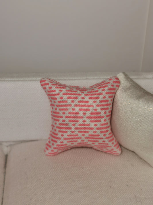 Pink/White Geo Print Cushion | 1:12th Scale | Handmade