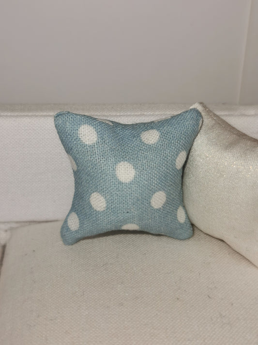 Blue/White Dot Print Cushion | 1:12th Scale | Handmade