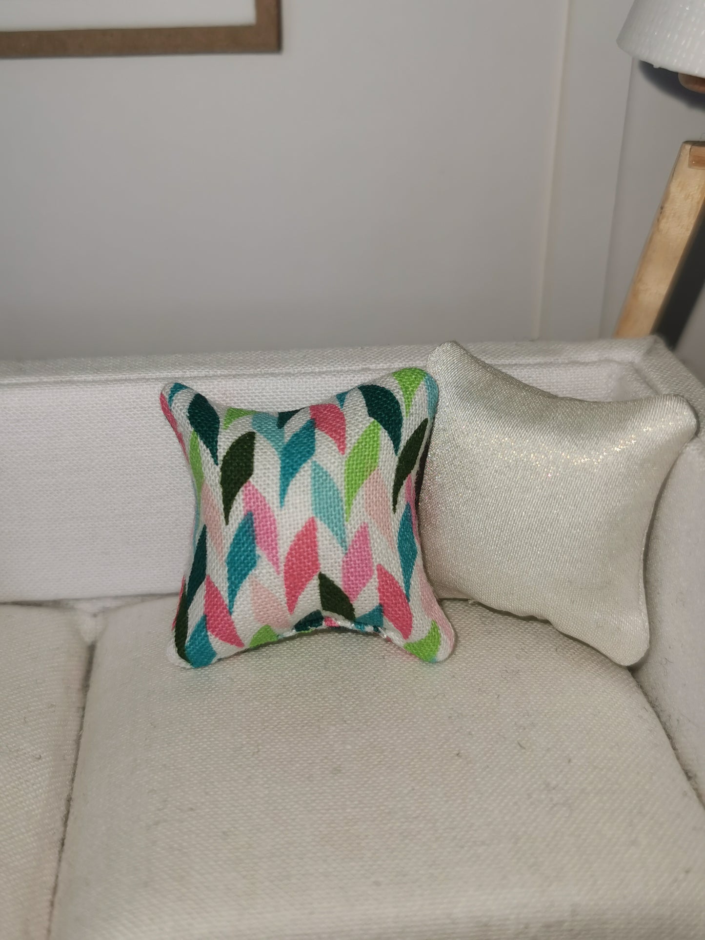 Pink/Green/Blue Geo Print Cushion | 1:12th Scale | Handmade