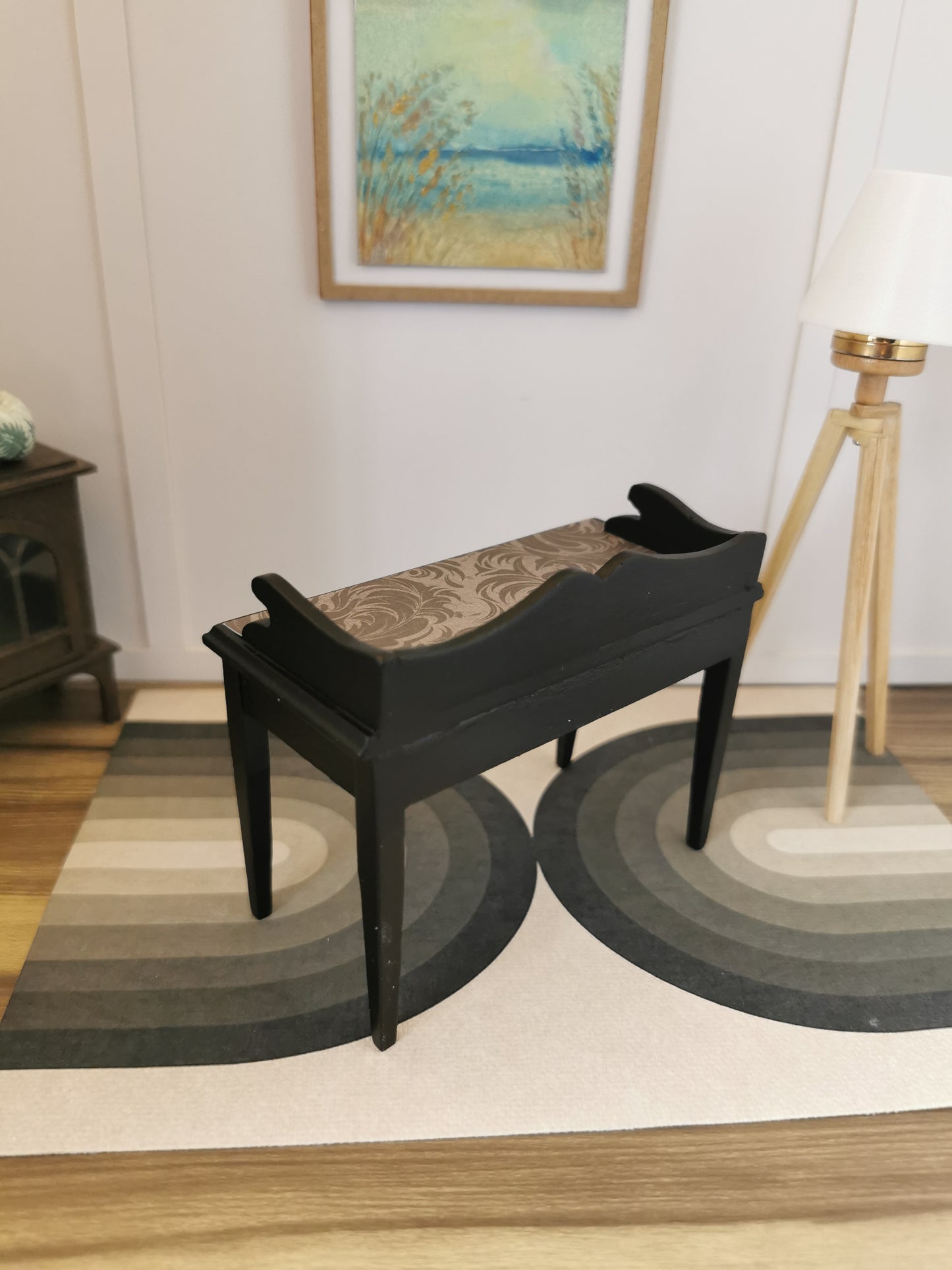 Desk in Black & Grey Swirl Print | 1:12th Scale